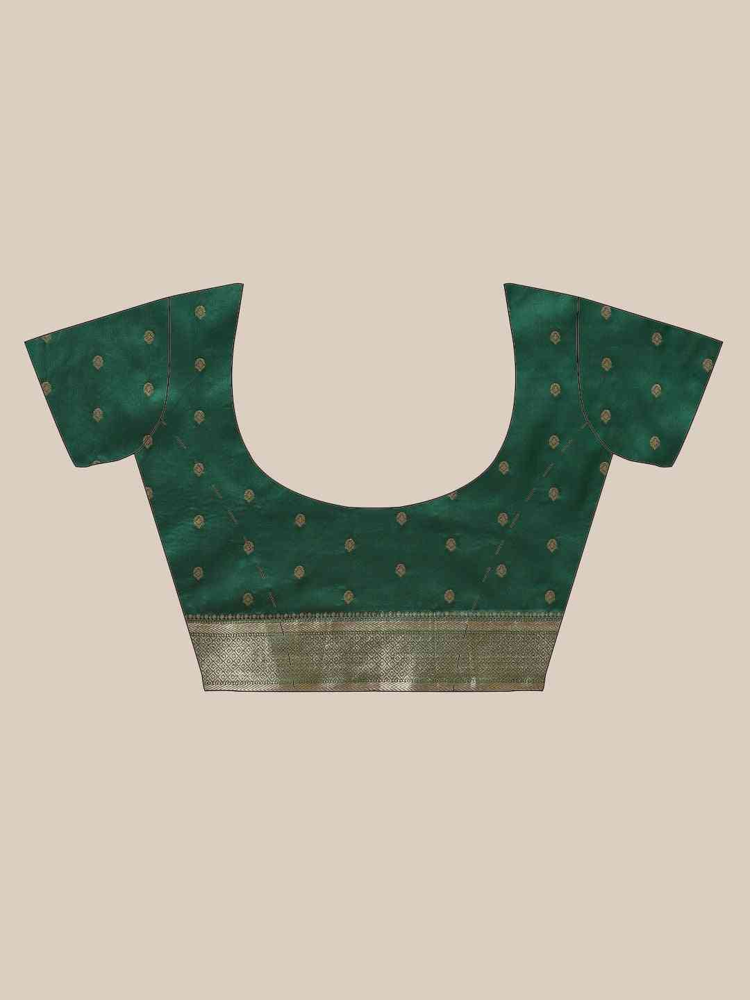 Banarasi Striped Bottle Green Colour Silk Blend Saree