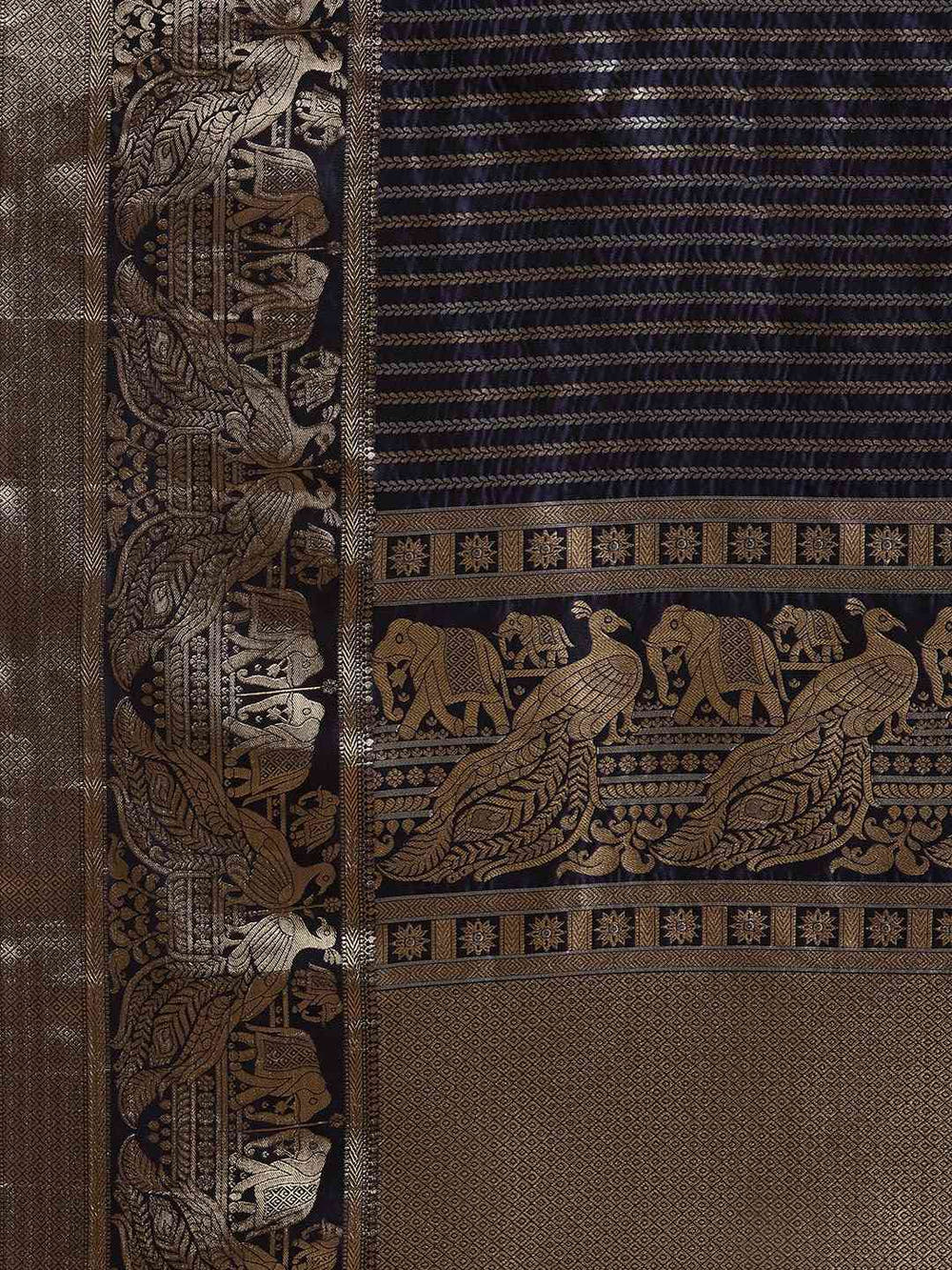 Banarasi Striped Navy Colour Silk Blend Saree