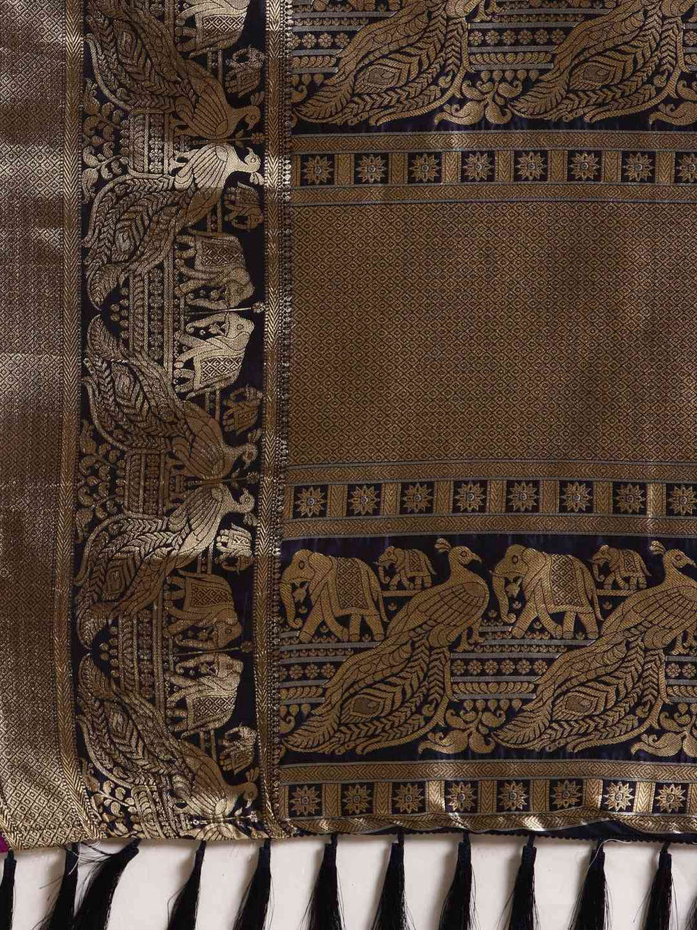 Banarasi Striped Navy Colour Silk Blend Saree