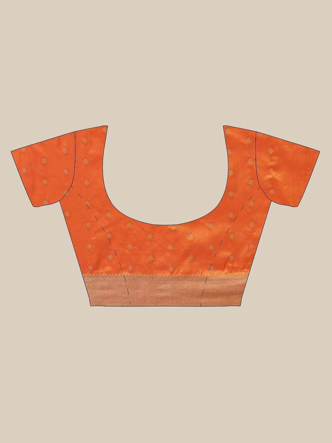 Banarasi Striped Orange Colour Silk Blend Saree