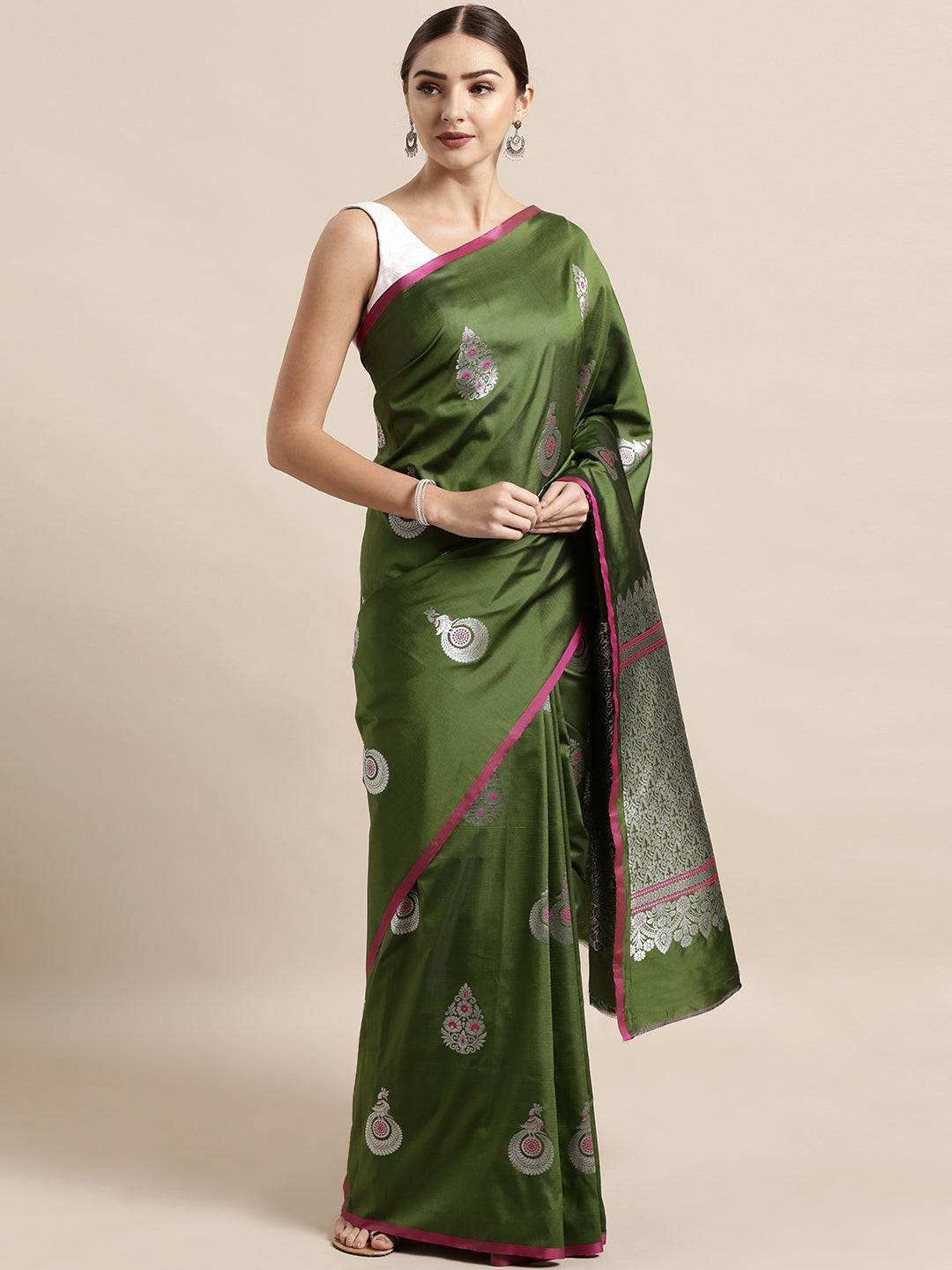 Green Colour Banarasi Katan Silk Zari Weaving Saree