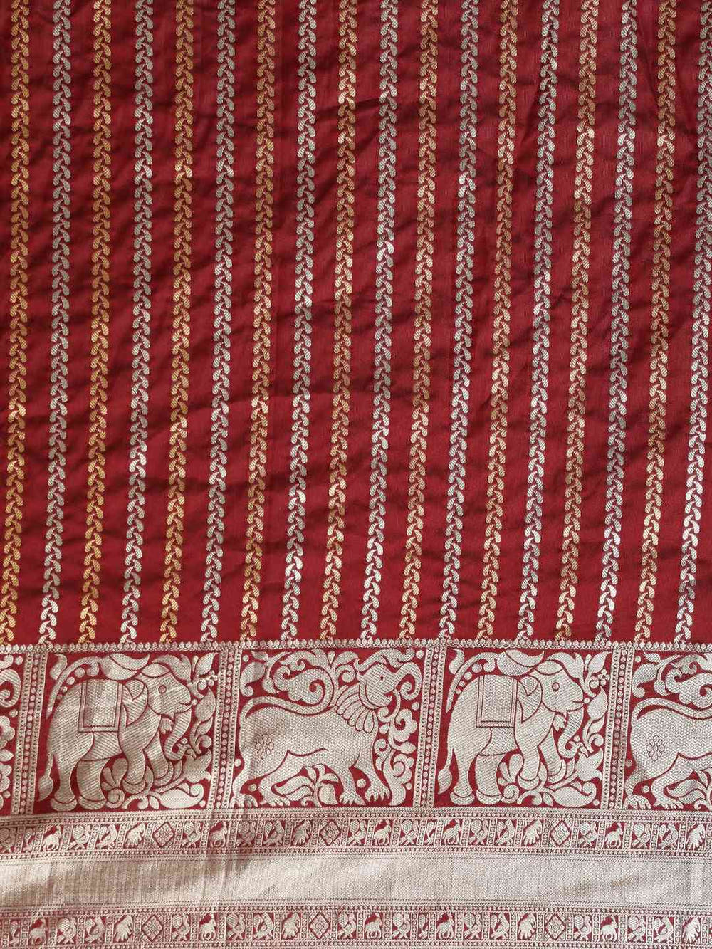 Banarasi Maroon Colour Silk Blend Zari Woven Saree