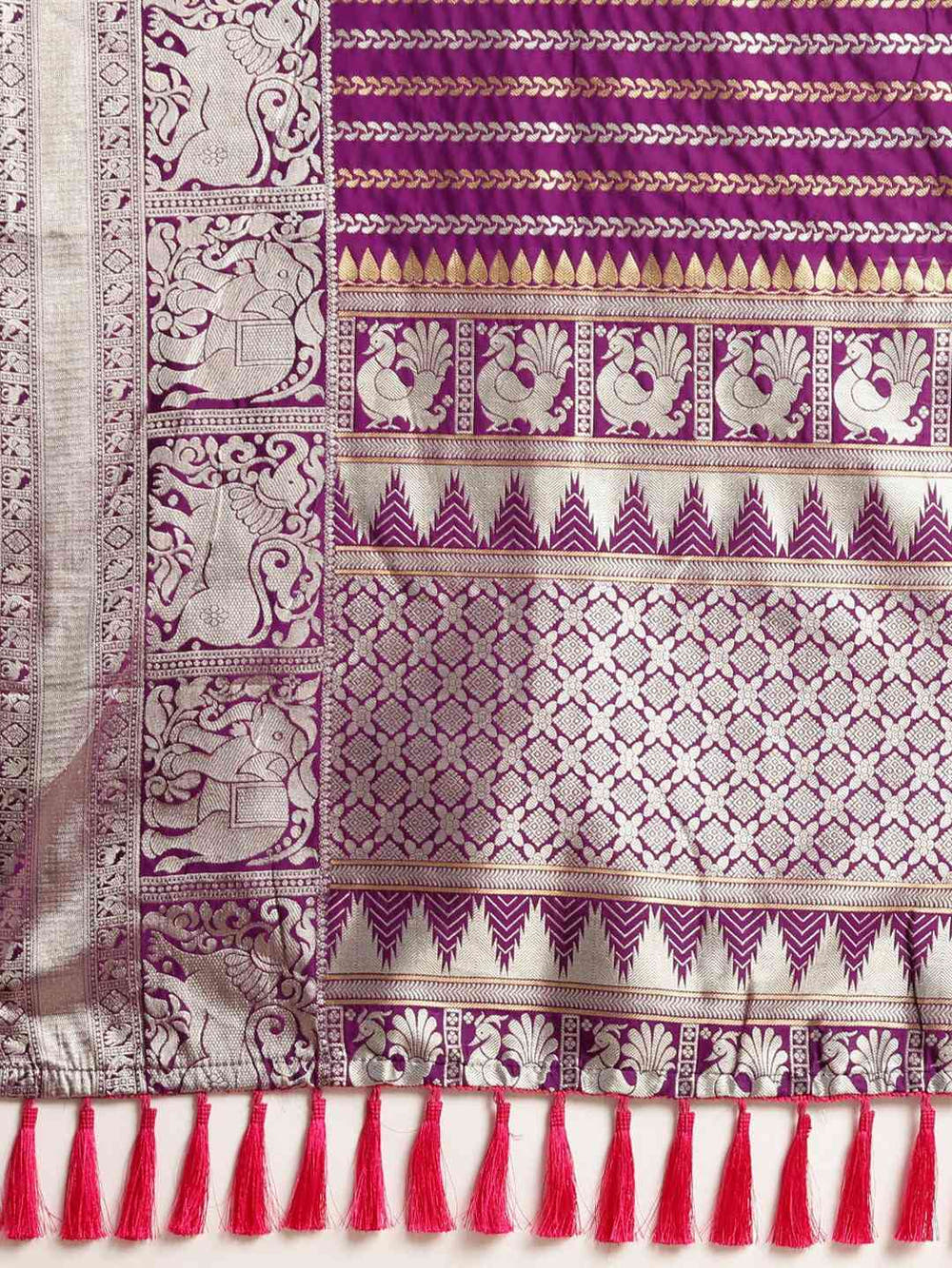 Banarasi Purple Colour Silk Blend Zari Woven Saree