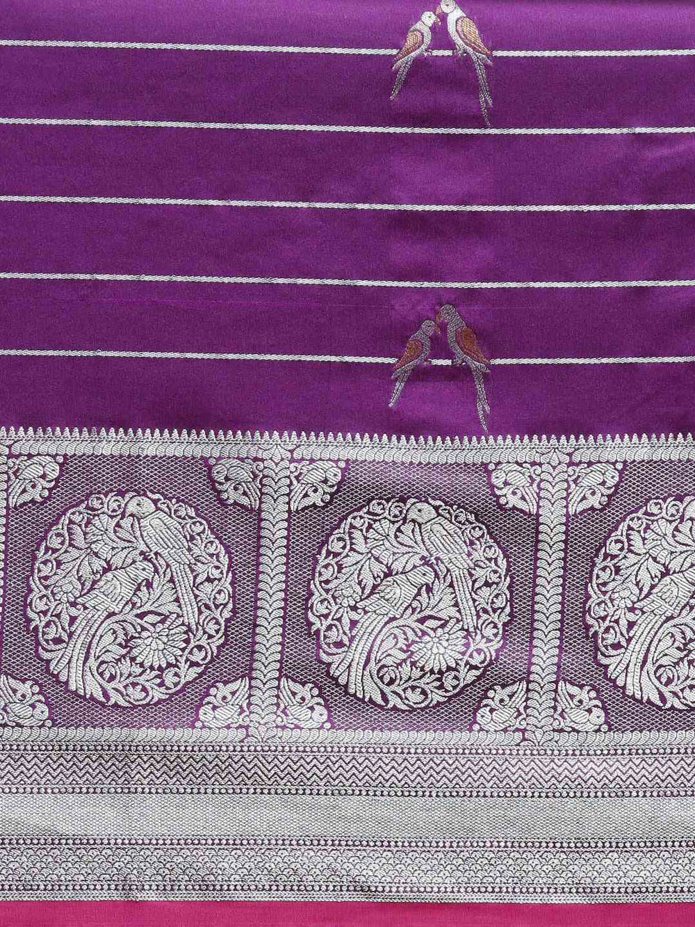 Banarasi Striped Purple Colour Silk Blend Saree