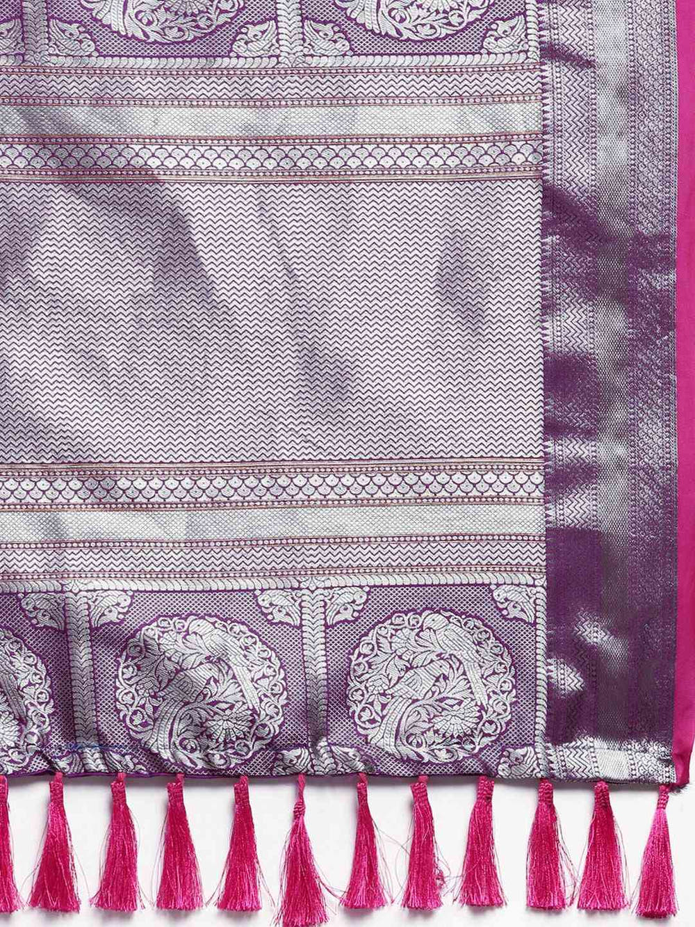 Banarasi Striped Purple Colour Silk Blend Saree