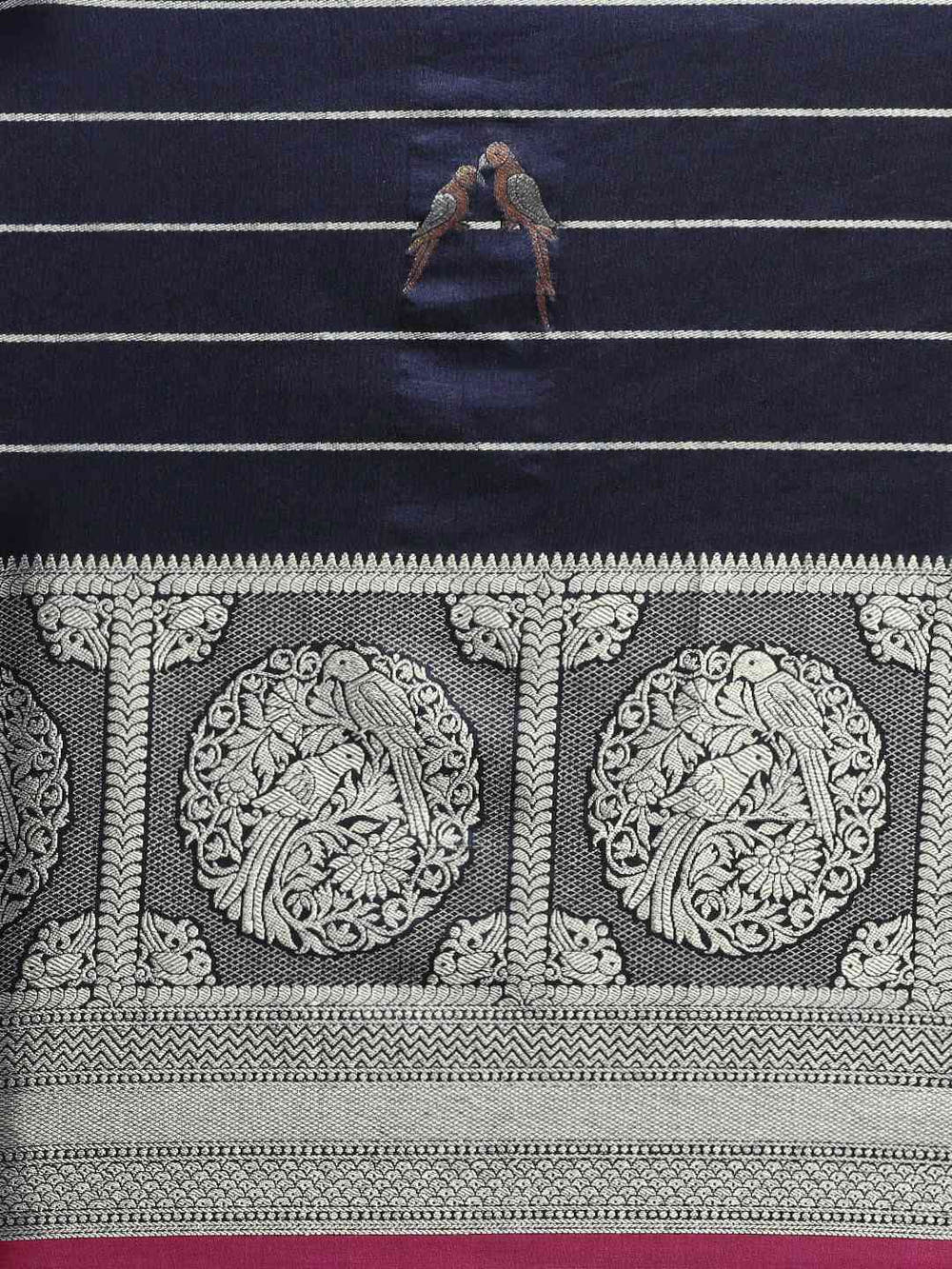 Banarasi Striped Navy  Colour Silk Blend Saree