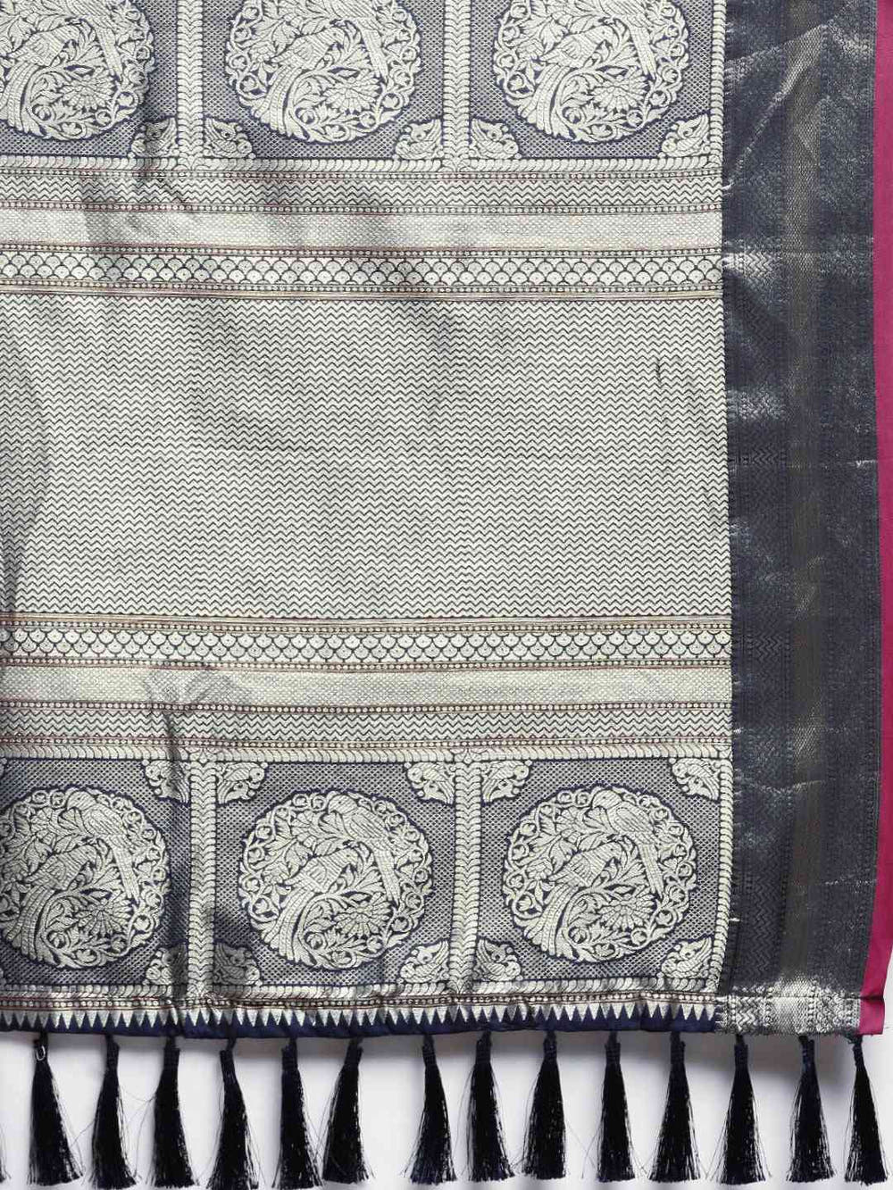Banarasi Striped Navy  Colour Silk Blend Saree