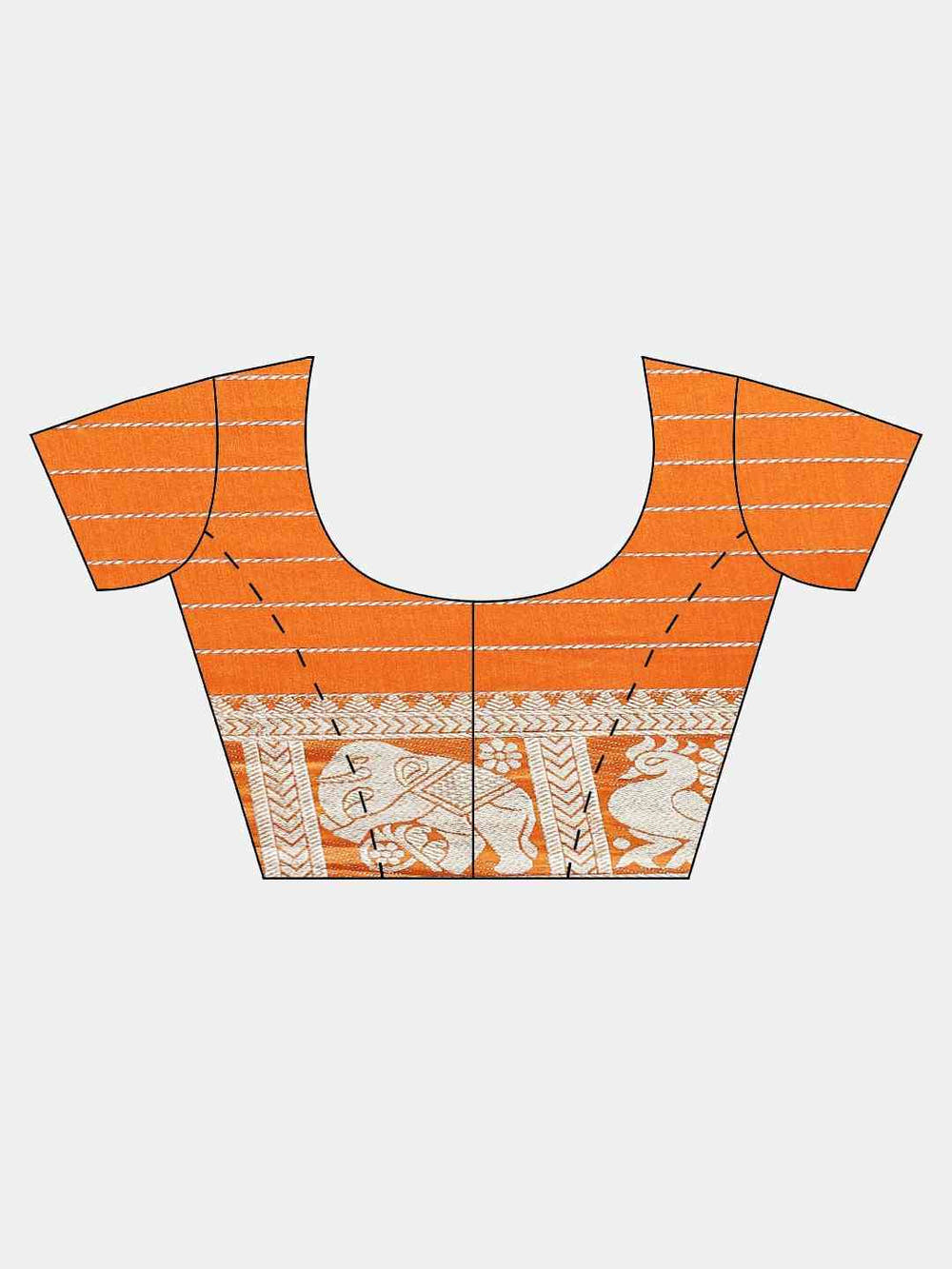 Stylish Orange Colour Checked Banarasi Saree