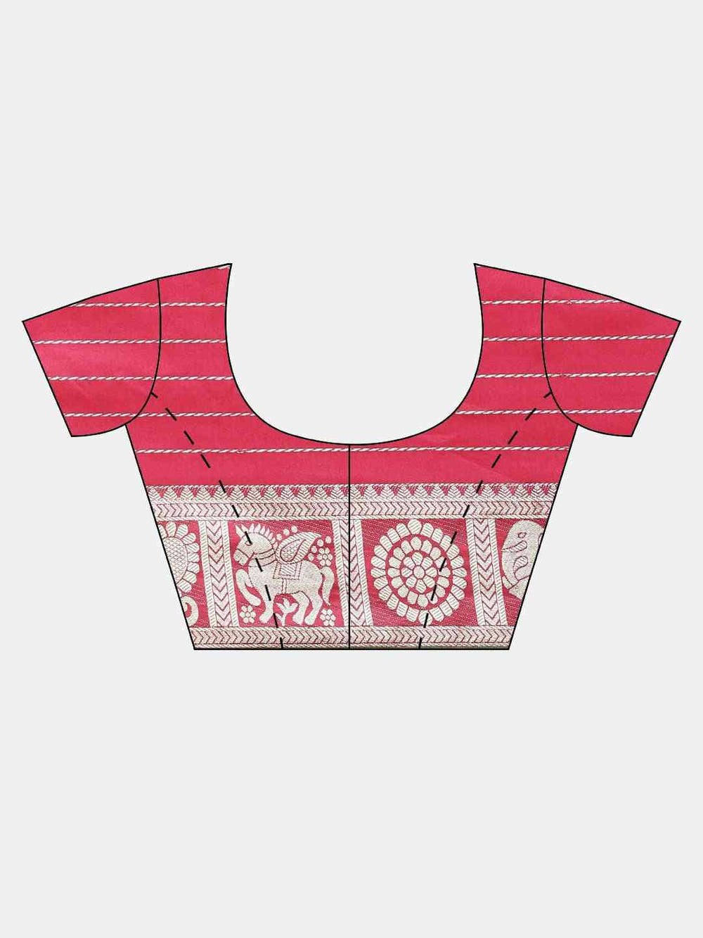 Stylish Rani Colour Checked Banarasi Saree