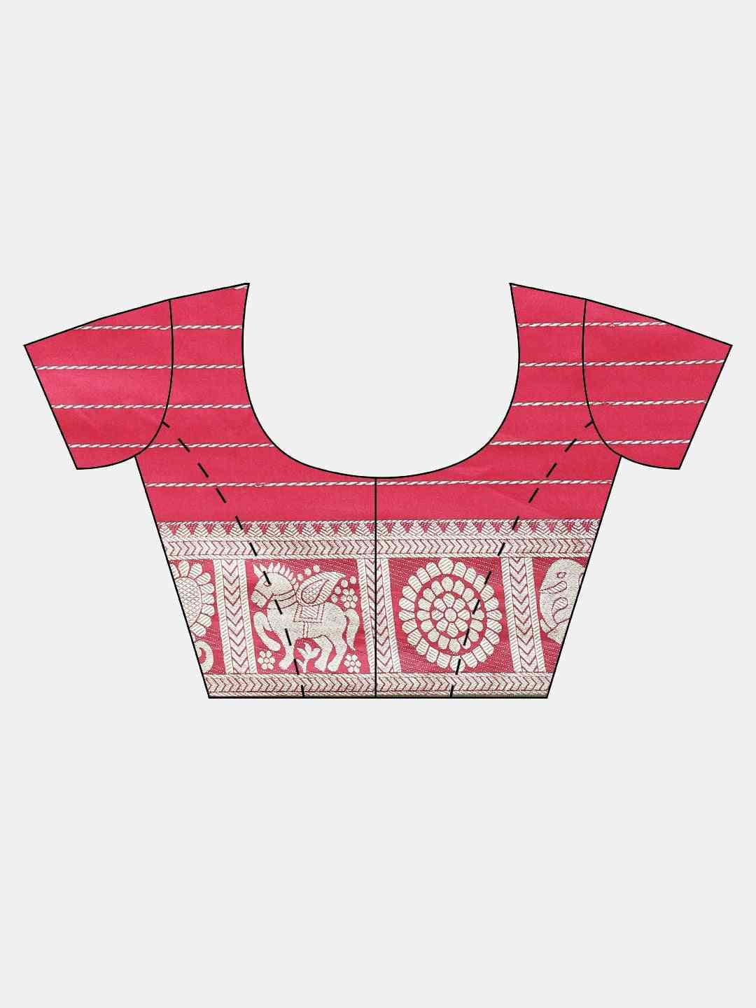 Stylish Rani Colour Checked Banarasi Saree