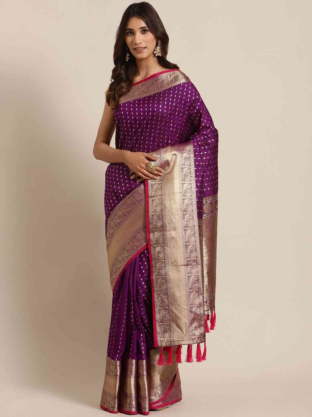 Digital Purple Colour Woven Design Banarasi Saree