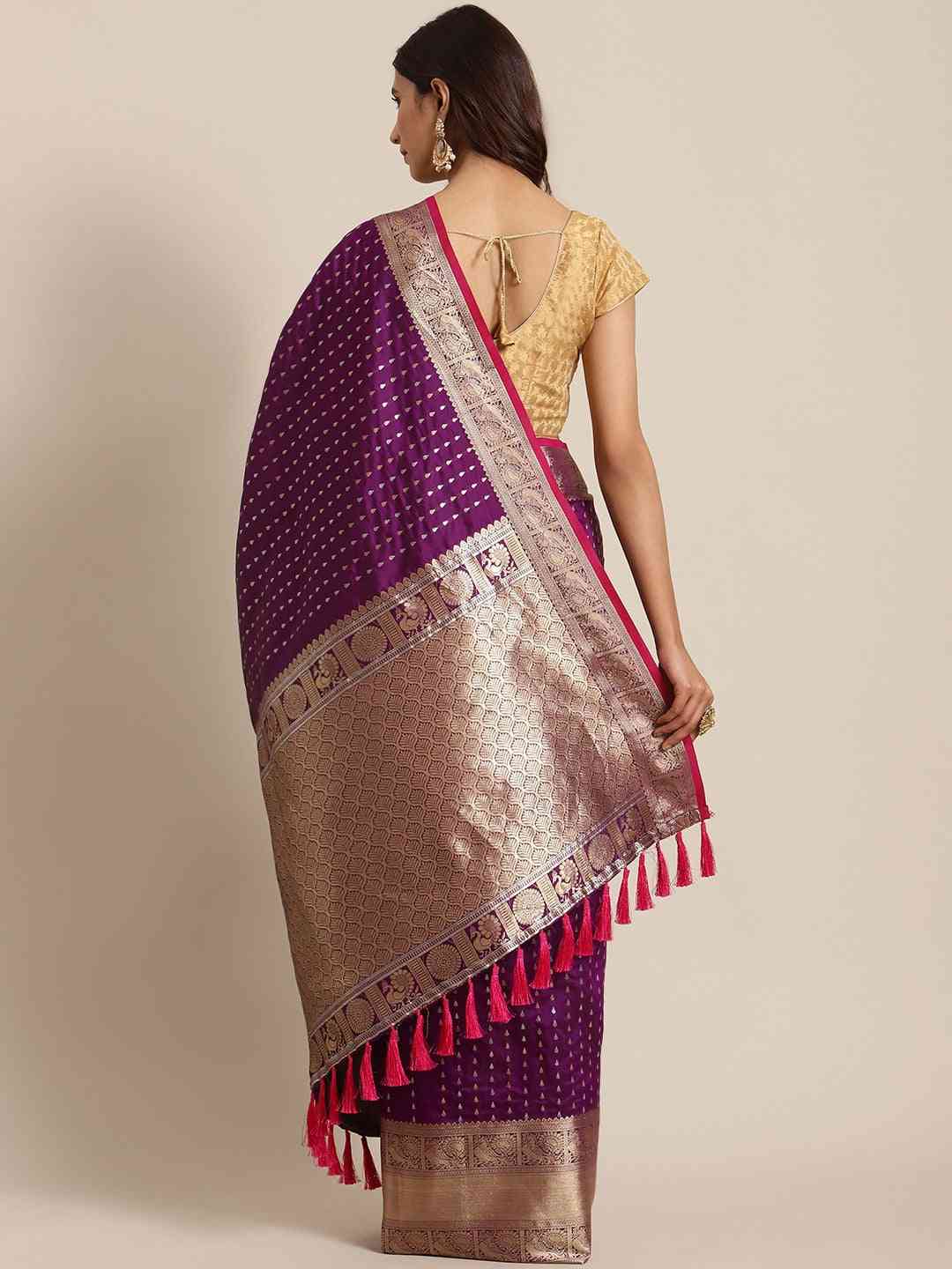 Digital Purple Colour Woven Design Banarasi Saree
