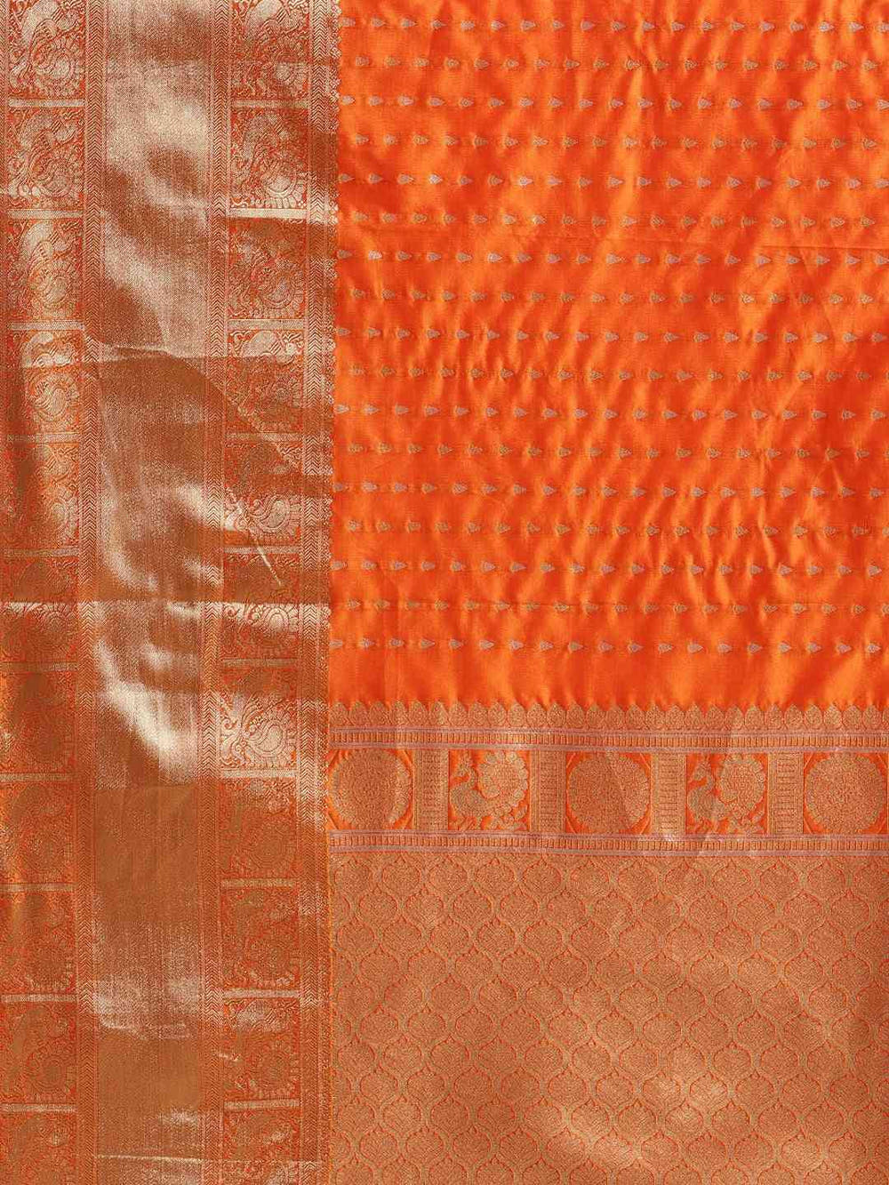 Digital Orange Colour Woven Design Banarasi Saree