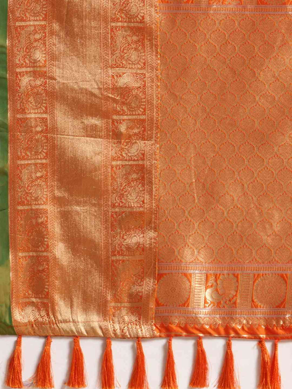 Digital Orange Colour Woven Design Banarasi Saree
