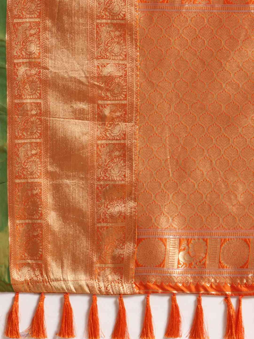 Digital Orange Colour Woven Design Banarasi Saree