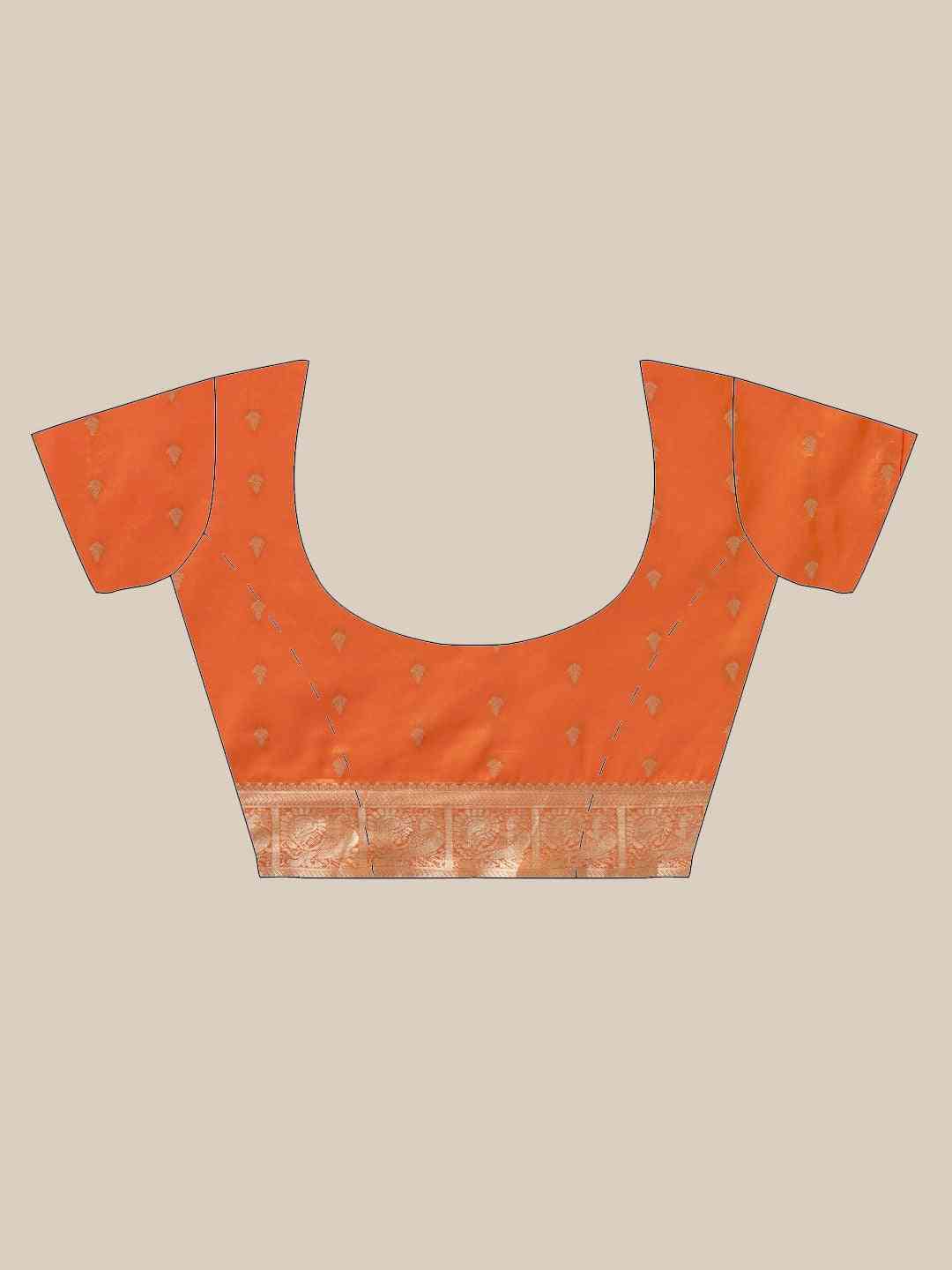 Digital Orange Colour Woven Design Banarasi Saree