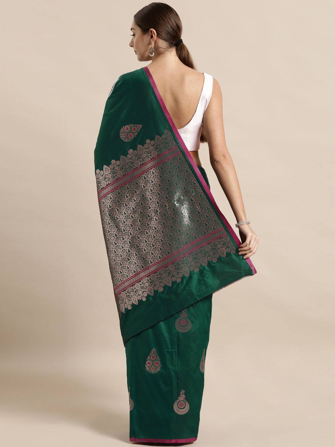 Green Colour Banarasi Katan Silk Zari Weaving Saree