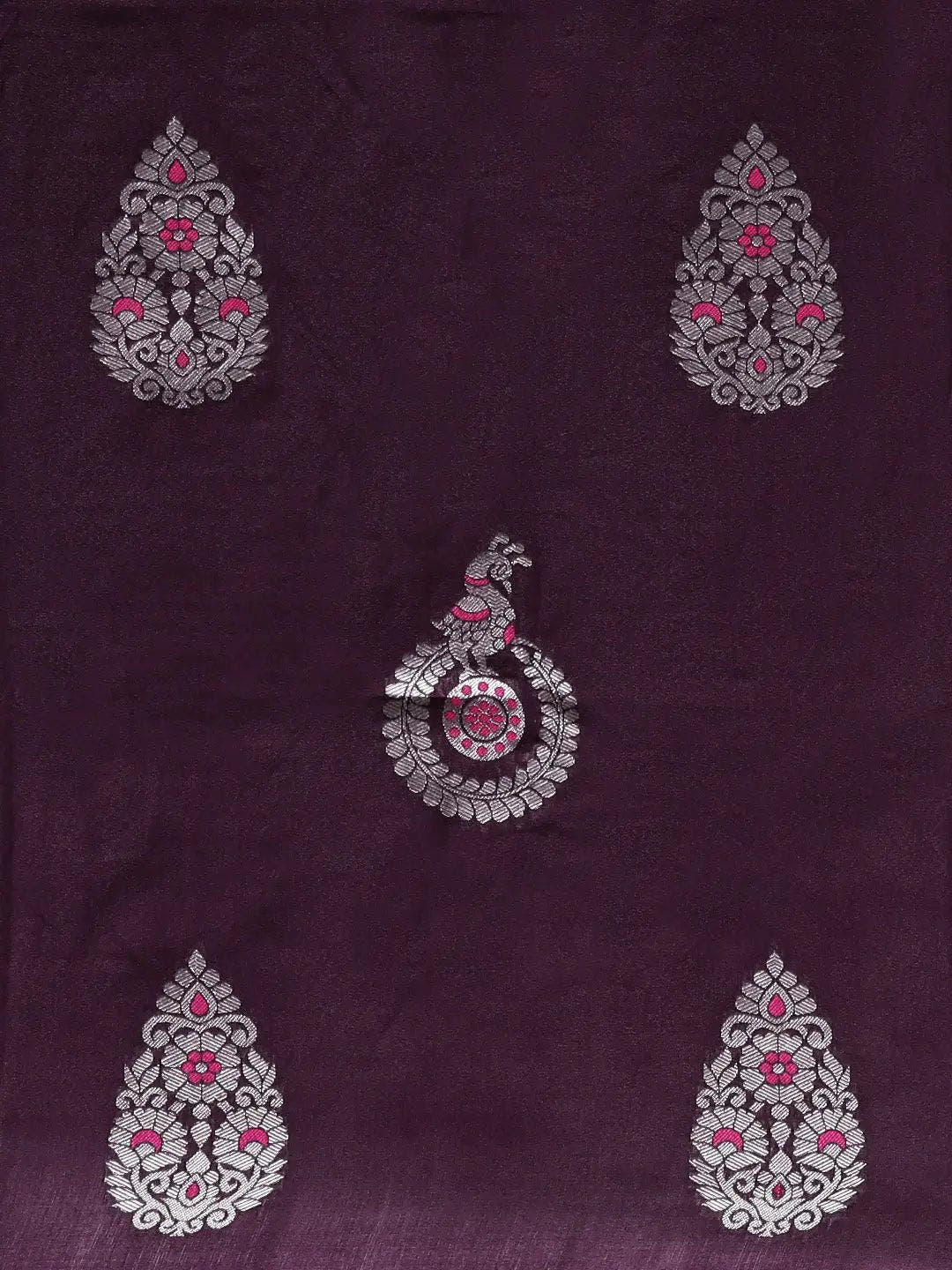 Wine Colour Banarasi Katan Silk Zari Weaving Saree