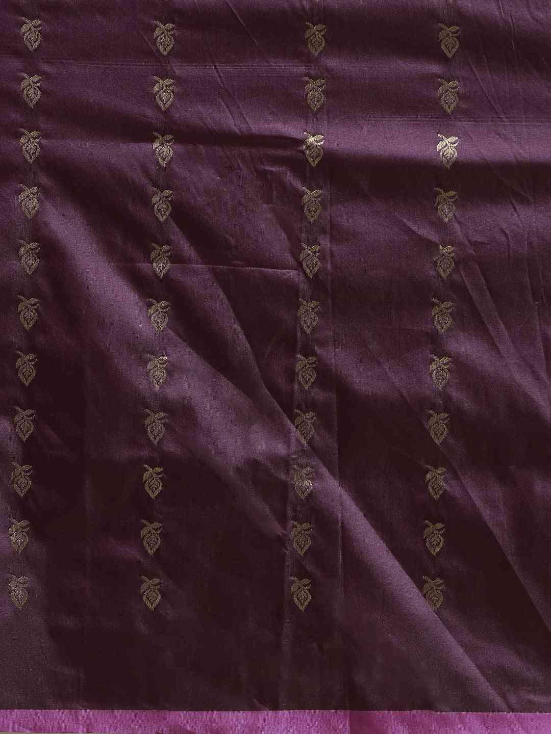 Traditional Purple Colour Ethnic Motifs And Zari Silk Banarasi Saree