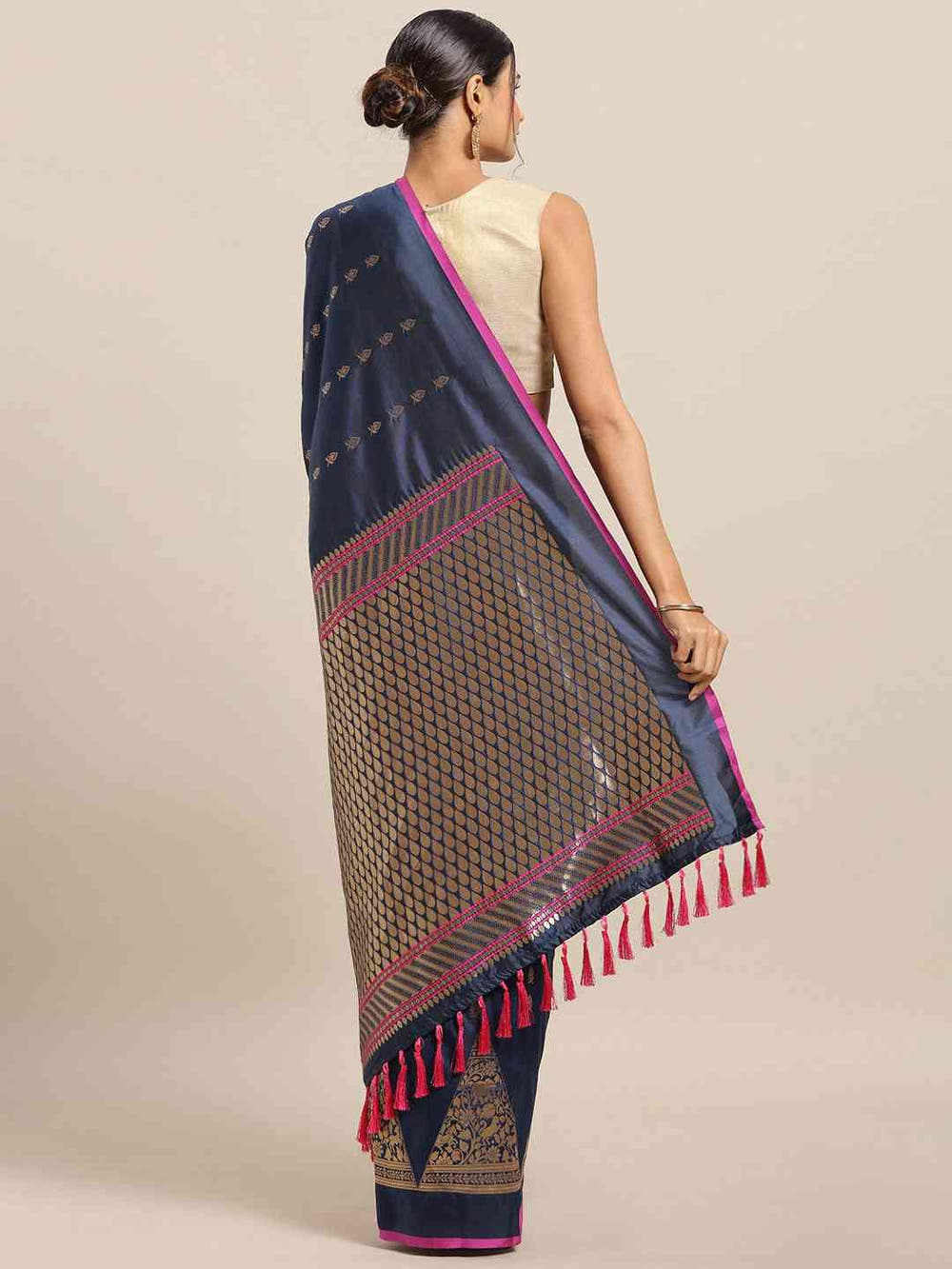 Traditional Teal Colour Ethnic Motifs And Zari Silk Banarasi Saree
