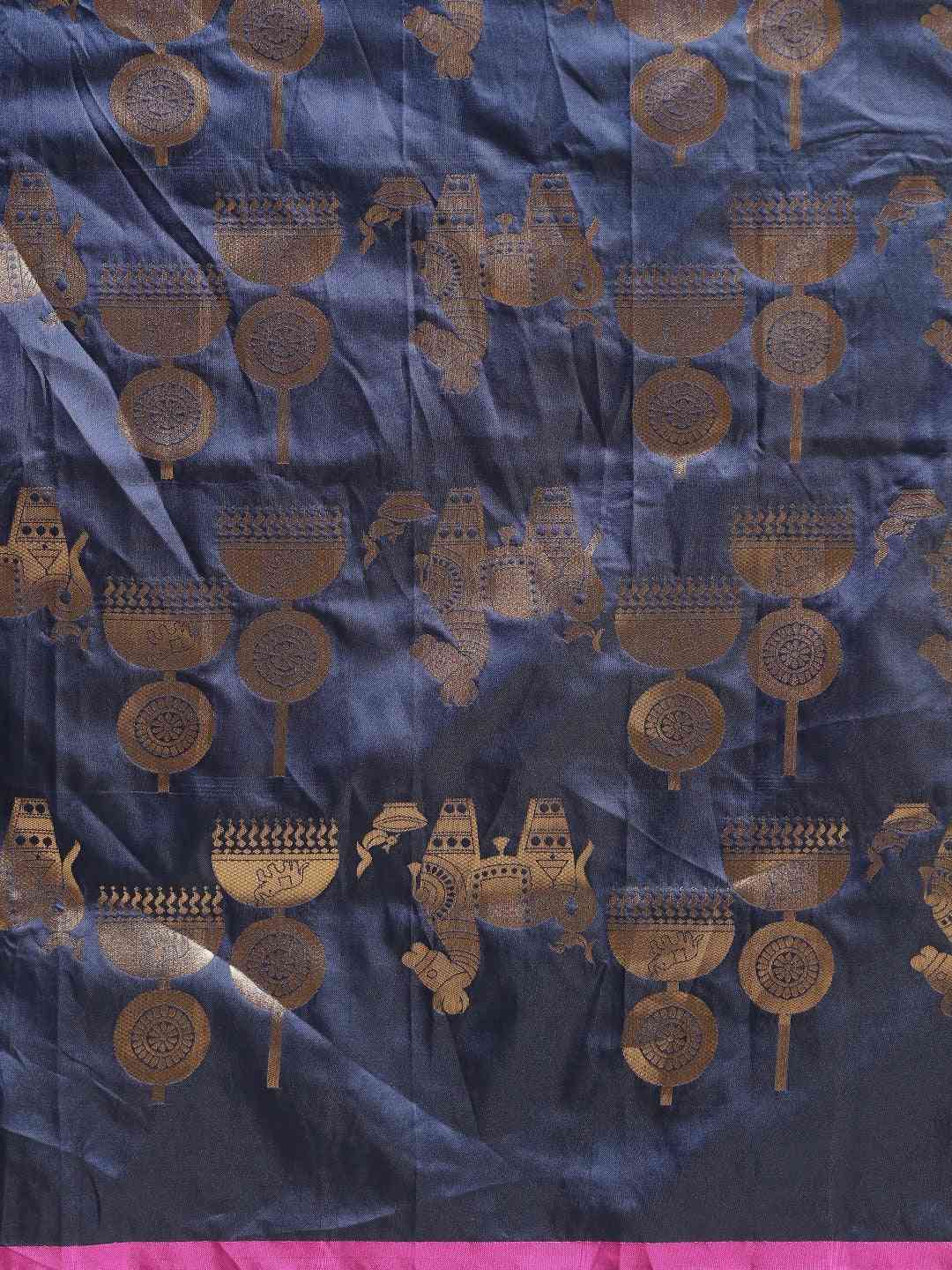 Traditional Navy Colour  Ethnic Motifs Silk Banarasi Saree