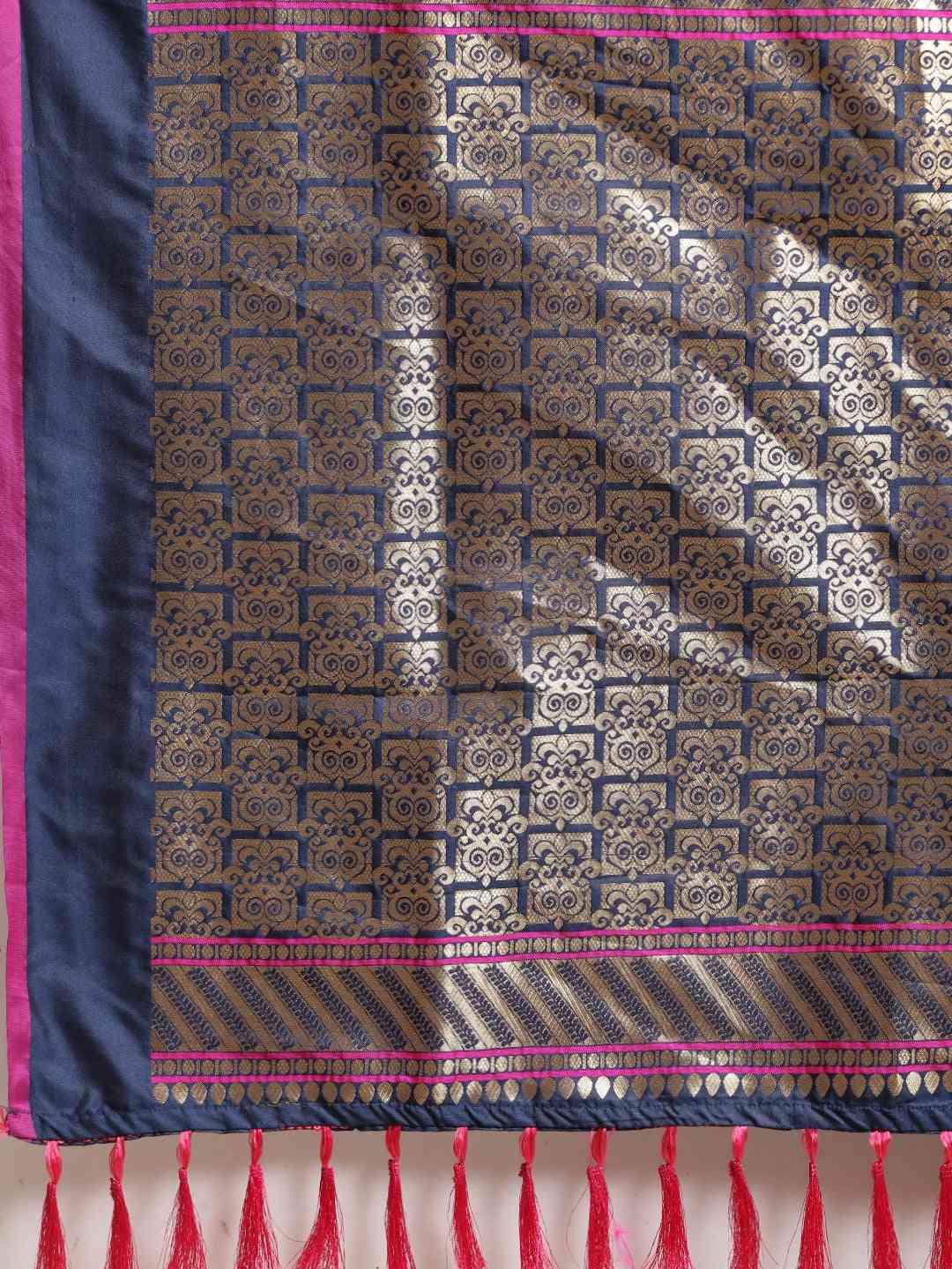 Traditional Navy Colour  Ethnic Motifs Silk Banarasi Saree