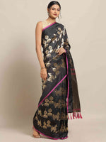 Traditional Black Colour  Ethnic Motifs Silk Banarasi Saree