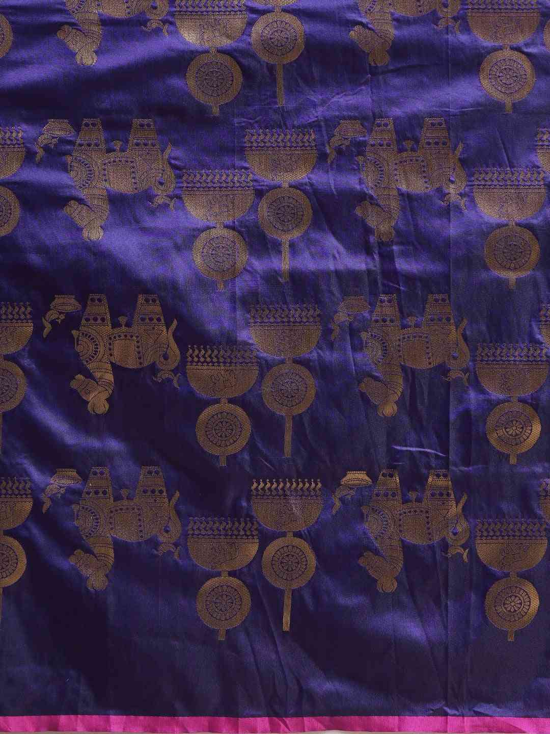 Traditional Blue Colour Ethnic Motifs Silk Banarasi Saree