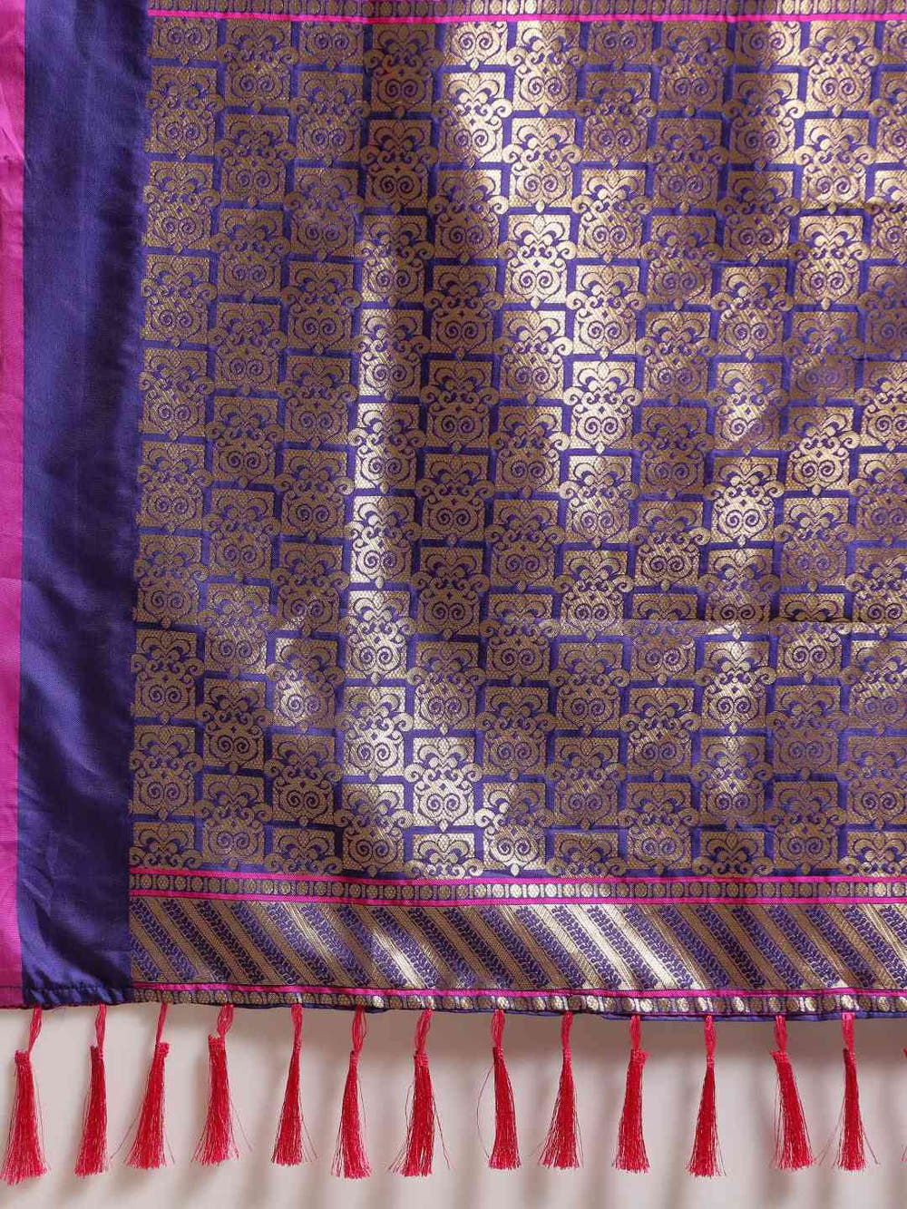 Traditional Blue Colour Ethnic Motifs Silk Banarasi Saree