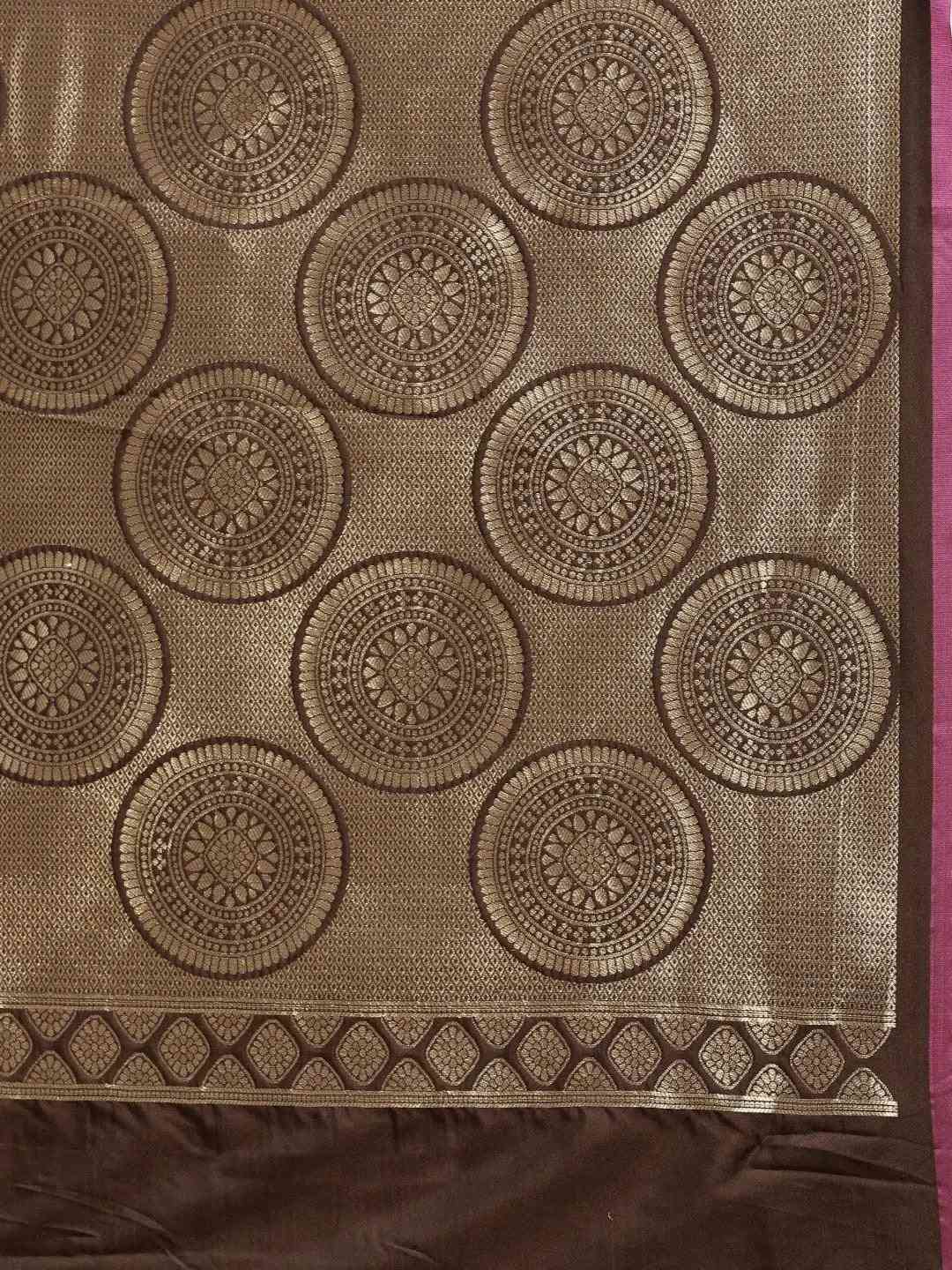 Banarasi Coffee Brown Soft Silk Kanchi Zari Weaving Saree