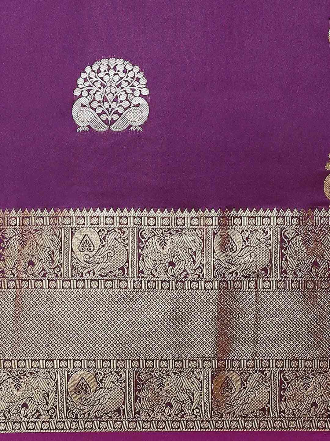 Wine Kanjivaram Soft Silk Kanchi Zari Weaving Saree