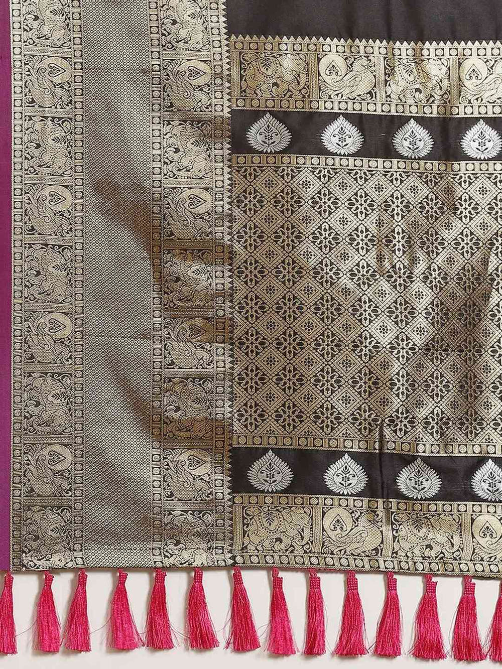 Black Colour Kanjivaram Soft Silk Kanchi Zari Weaving Saree