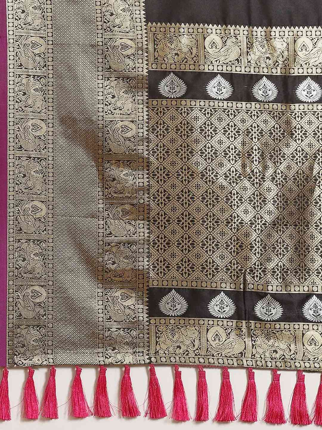 Black Colour Kanjivaram Soft Silk Kanchi Zari Weaving Saree