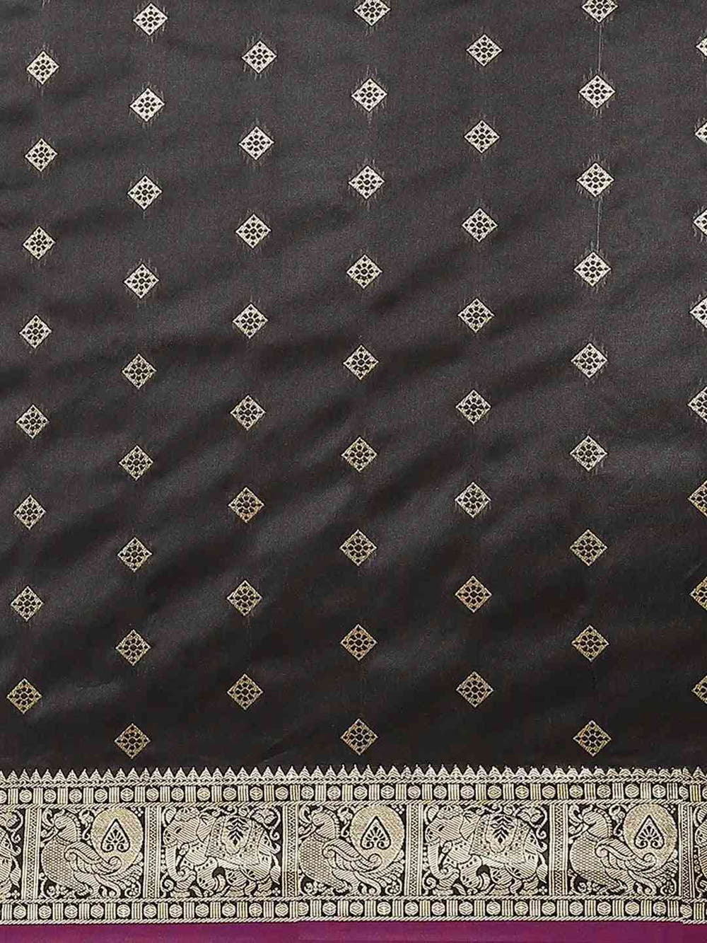 Black Colour Kanjivaram Soft Silk Kanchi Zari Weaving Saree