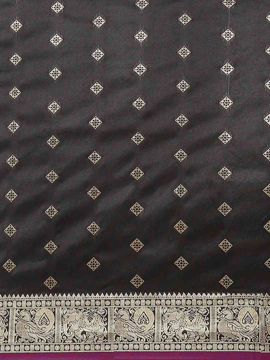 Black Colour Kanjivaram Soft Silk Kanchi Zari Weaving Saree