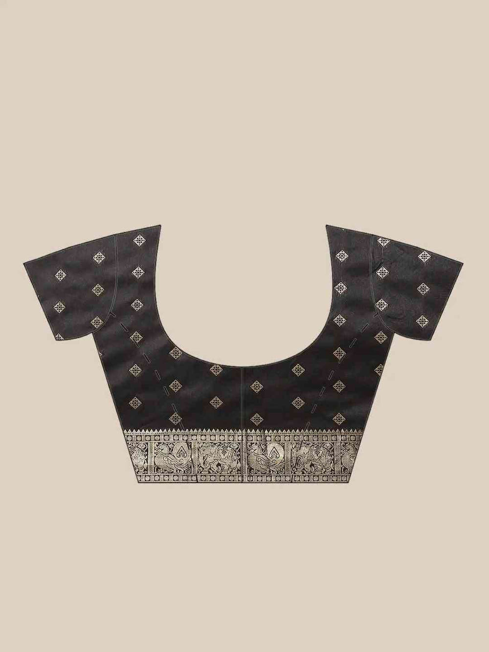 Black Colour Kanjivaram Soft Silk Kanchi Zari Weaving Saree