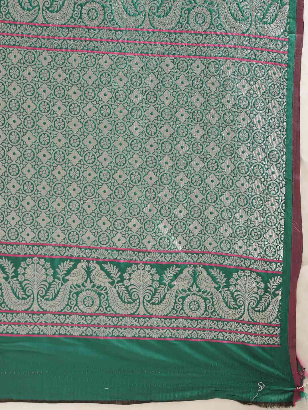 Bottle Green Colour Zari Weaving Silk Banarasi Saree