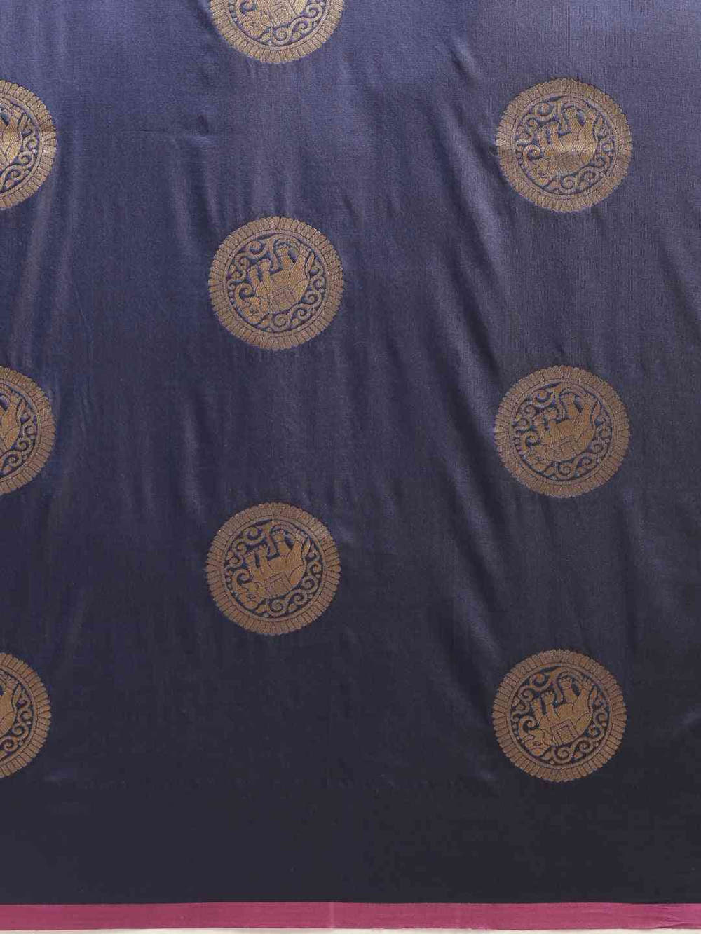 Bollywood Navy Colour Ethnic Motifs And Zari Silk Banarasi Saree