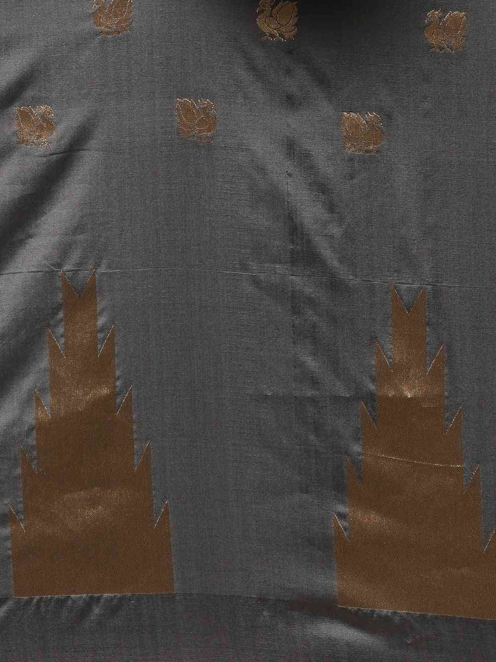 Beautiful Geometric Print Grey Colour Zari Silk Banarasi Saree