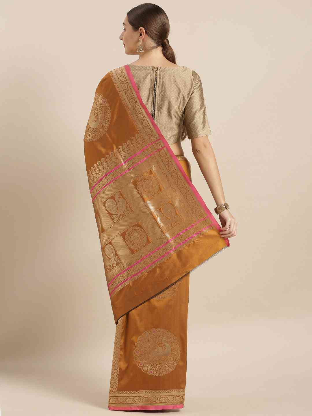 Banarasi Mustard Colour Silk Woven Design Saree