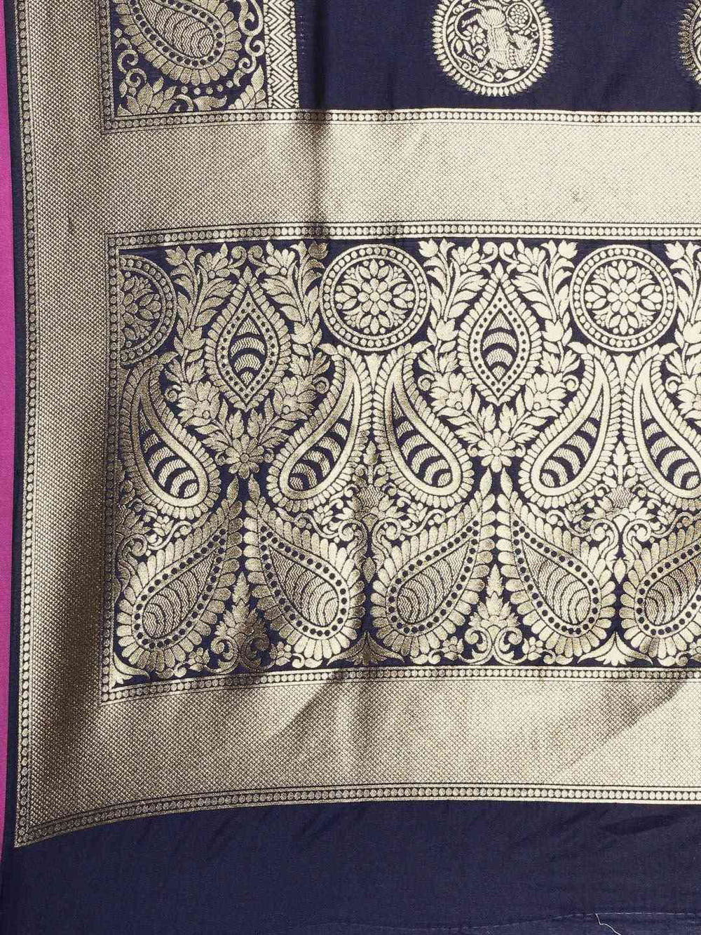 Traditional Navy Colour Silk Blend Banarasi Saree