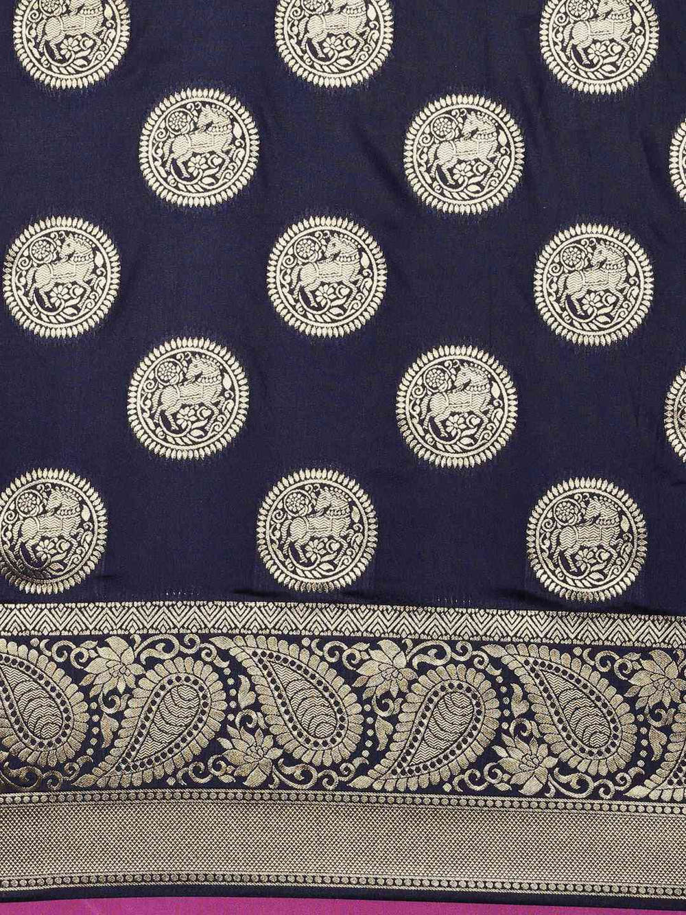Traditional Navy Colour Silk Blend Banarasi Saree