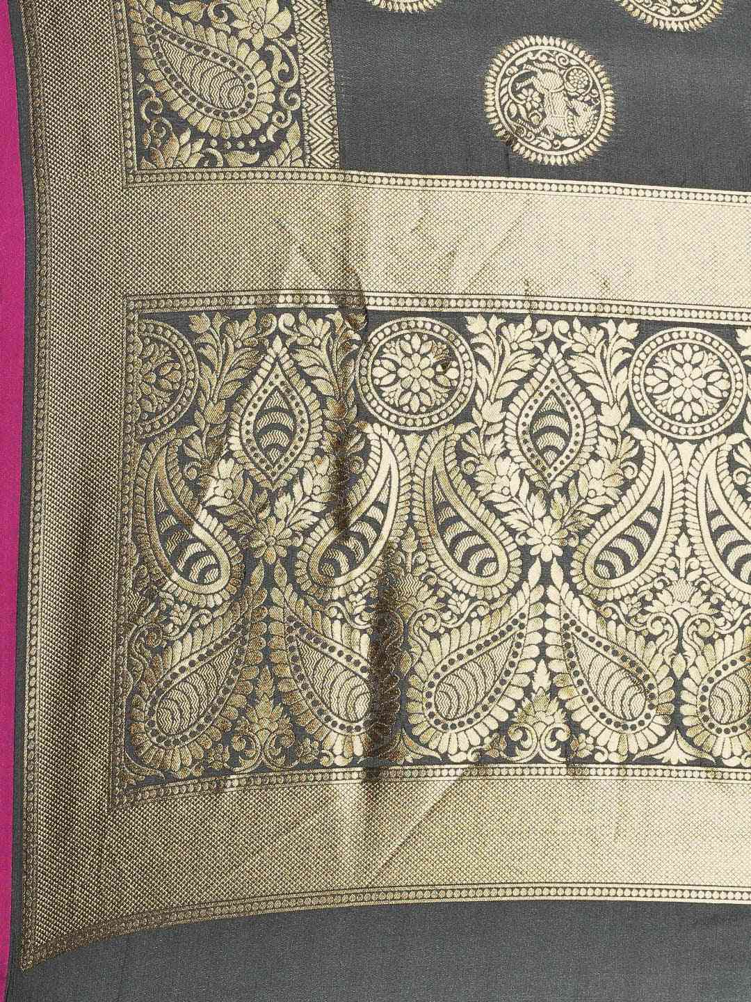 Traditional Grey Colour Silk Blend Banarasi Saree