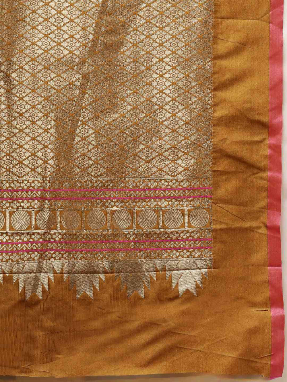 Kanjivaram Mustard Colour Silk Blend Woven Design Saree