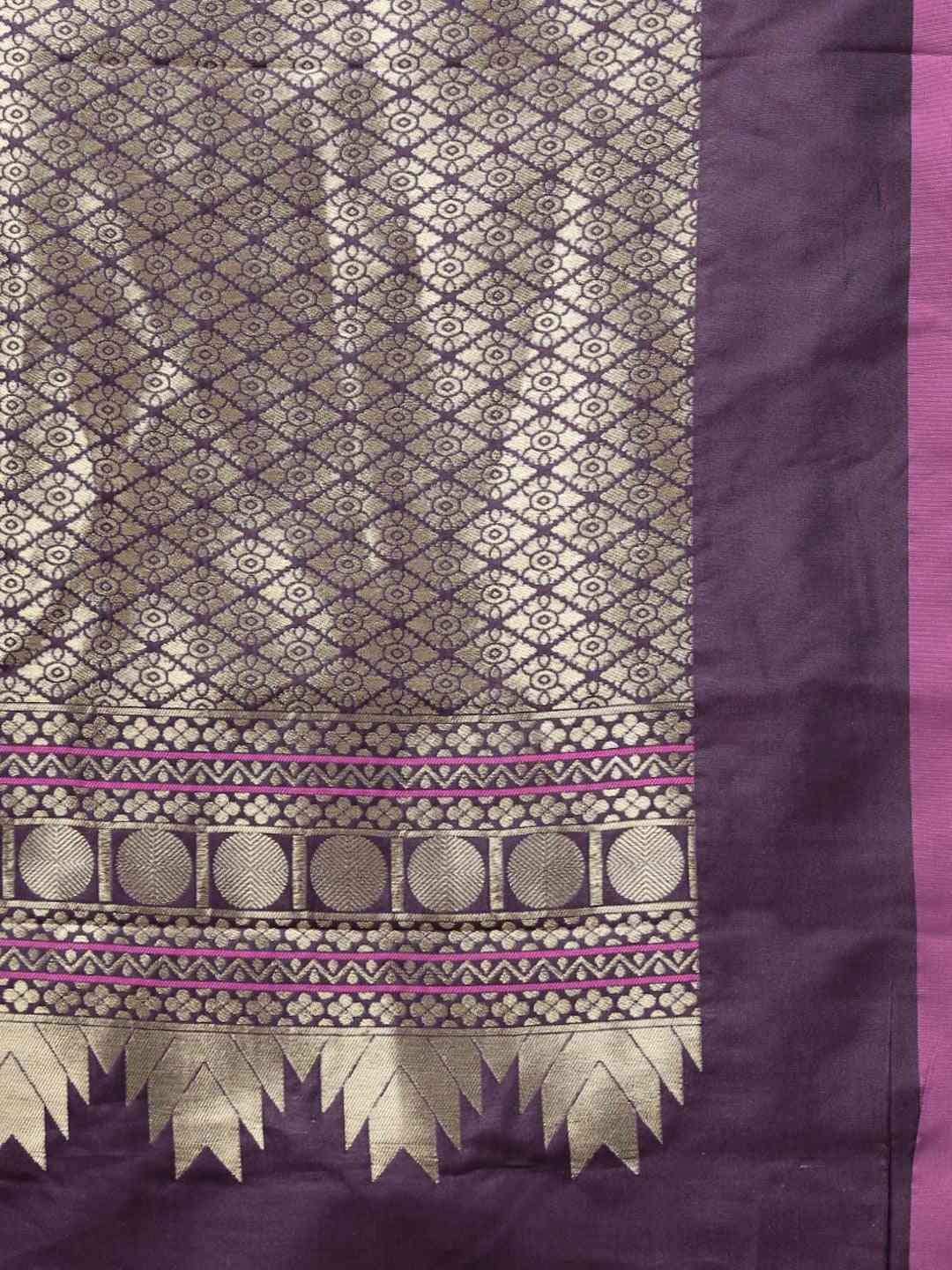 Kanjivaram Wine Colour Silk Blend Woven Design Saree