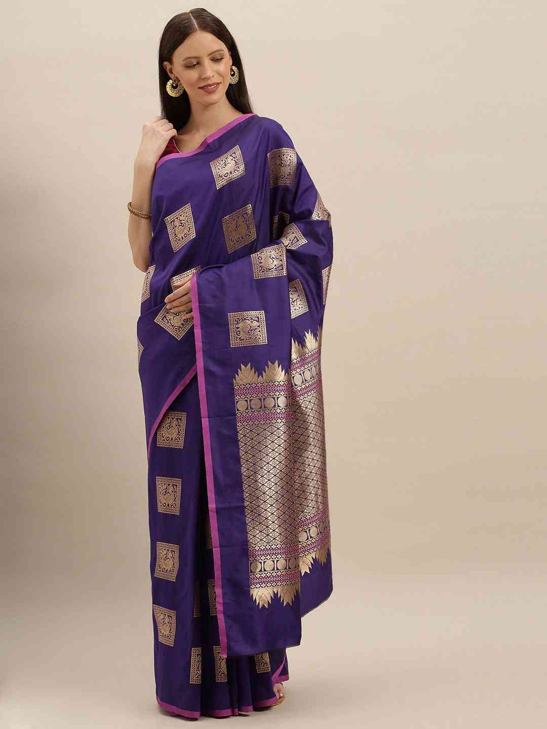 Kanjivaram Indigo Colour Silk Blend Woven Design Saree