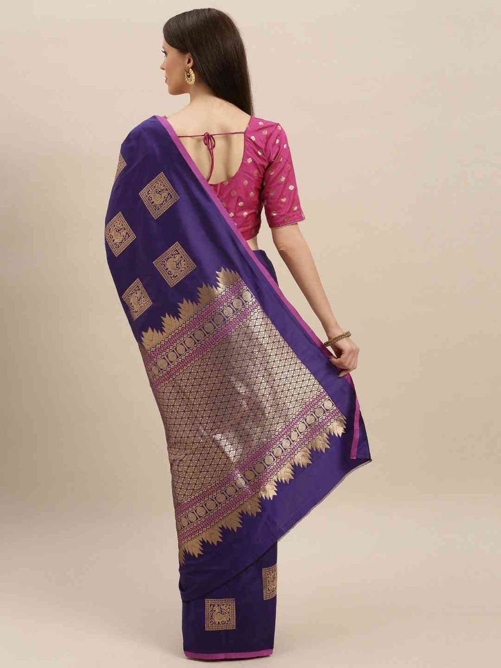 Kanjivaram Indigo Colour Silk Blend Woven Design Saree
