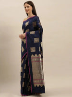 Kanjivaram Navy Colour Silk Blend Woven Design Saree
