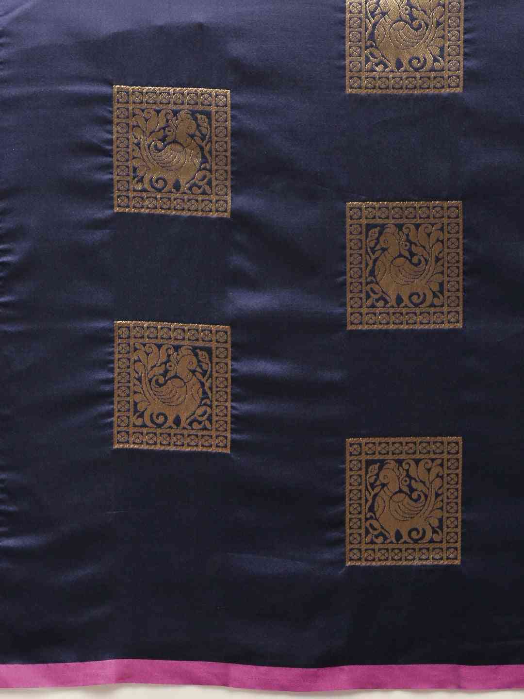 Kanjivaram Navy Colour Silk Blend Woven Design Saree