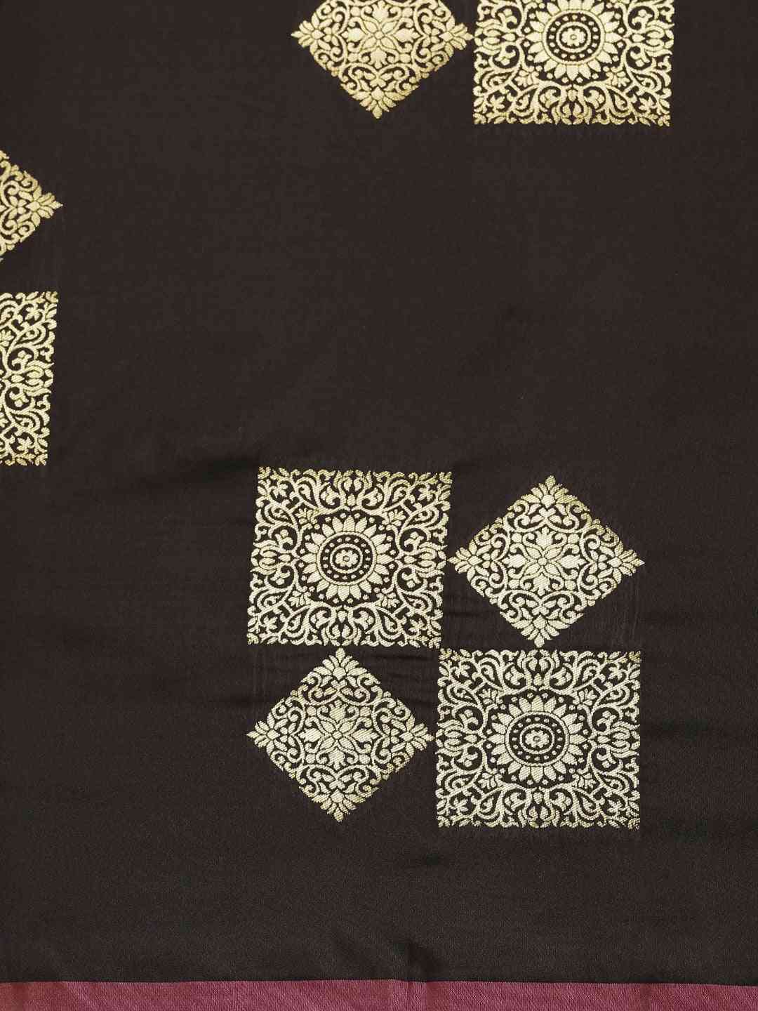 Stylish Kanjivaram Black Colour Silk Blend Woven Design Saree